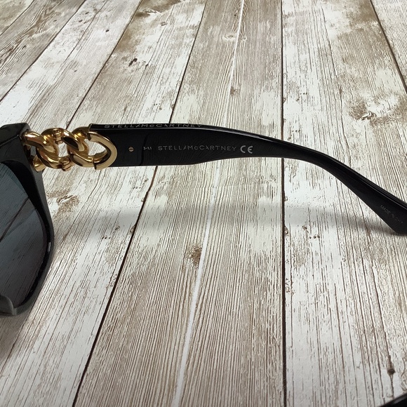 Stella McCartney Falabella Chain Square Flat Sunglasses Black Gold main image 16